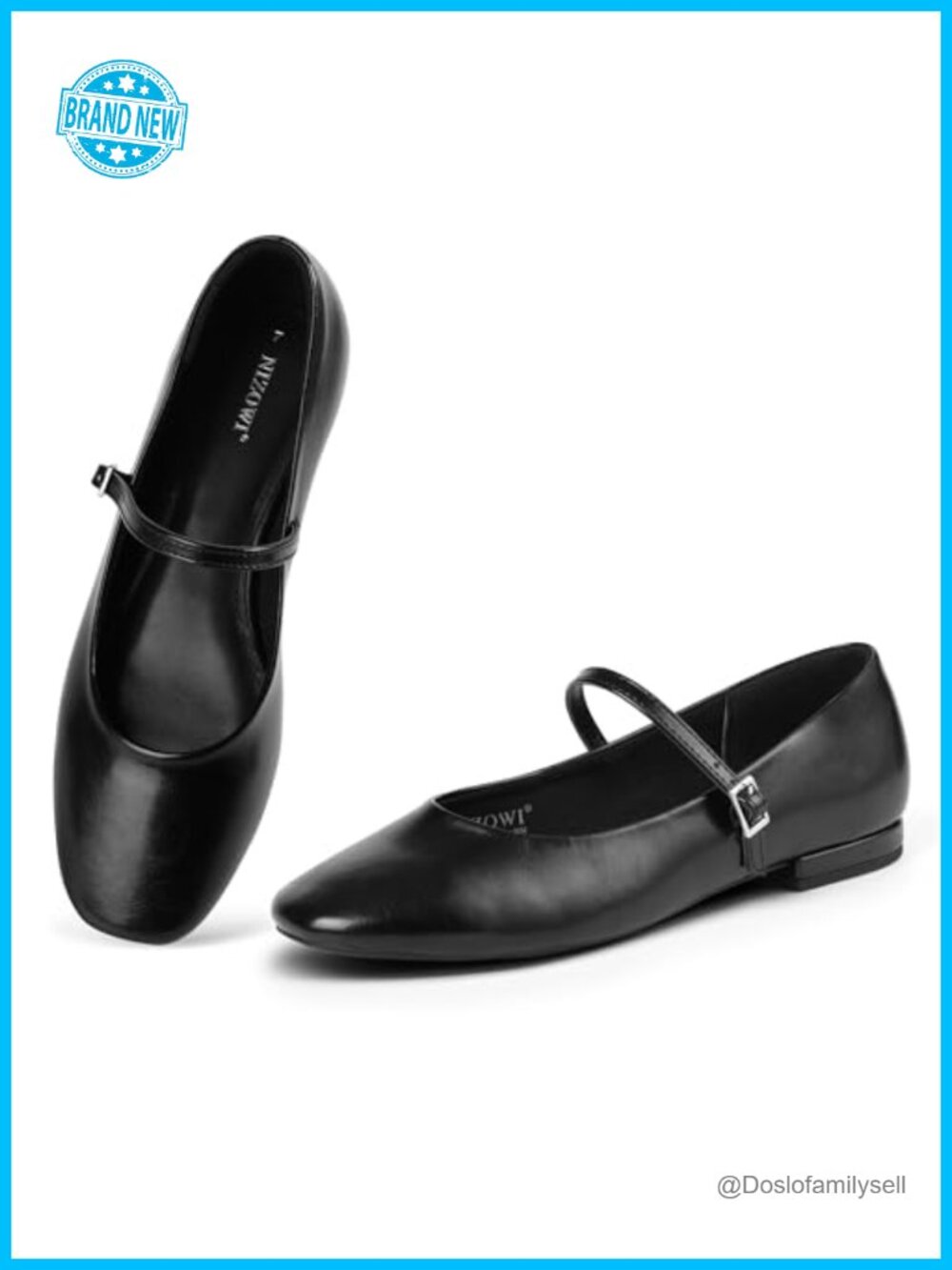 Women's Mary Jane Flats Square Toe Ballet Shoes PU Leather